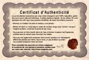 certificat plante et poudre magique
