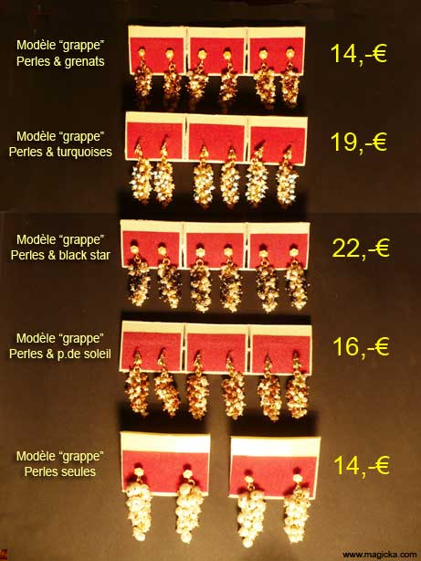 Boucle d'oreille grappe perles